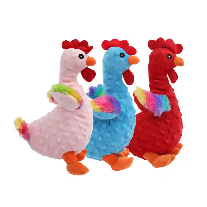 Rooster Plush Toy with Making Sounds, a Dog and cat Chewable and Teeth-cleaning Interactive Toy